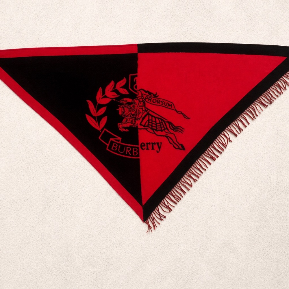 New Burberry Graphic Crest Wool Cashmere Scarf | Made in England | NWT